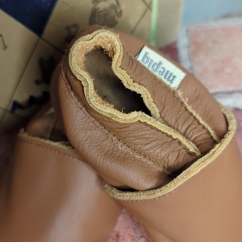 Mepiq Brown Leather Baby Walker Shoes 6-12 Mos.